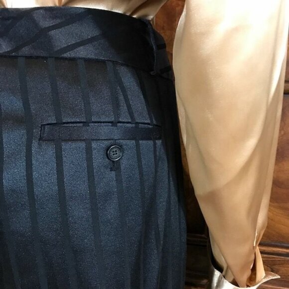 NWOT Anne Klein Onyx Textured Tuxedo Stripe Stretch Cotton Blend Trouser - Picture 7 of 9